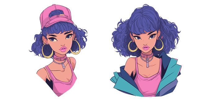 Blue Haired Baddie Girl Cursor