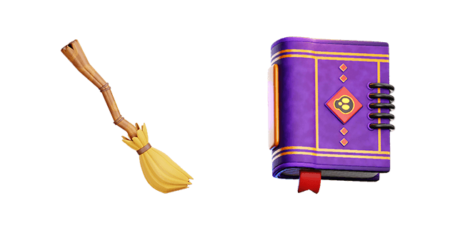 Halloween Broom & Spell Book 3D Cursor