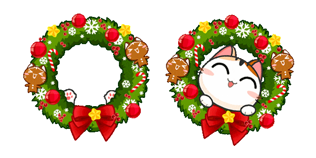 Gojill The Meow with Christmas Wreath Animated Cursor