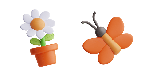 Flowerpot & Butterfly 3D Cursor
