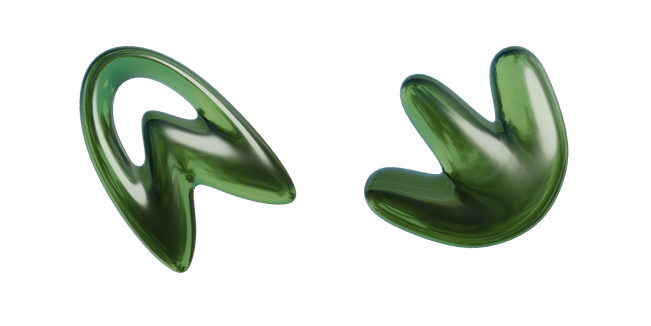Green Liquid Glass Abstract 3D Cursor
