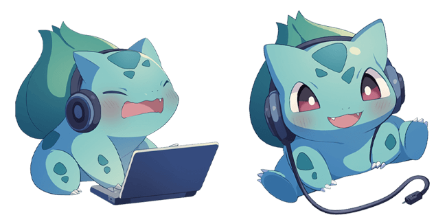 Pokemon Bulbasaur With Laptop & Headphones Cursor