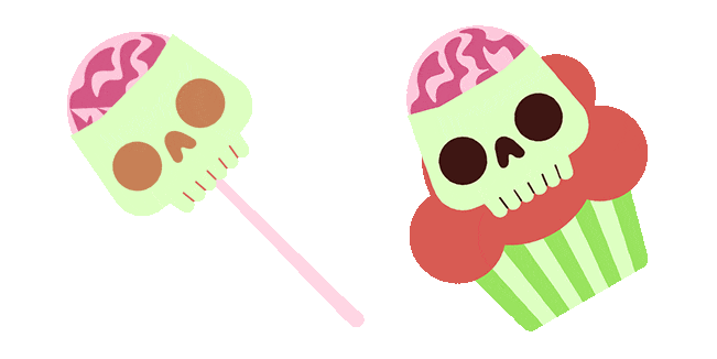 Halloween Skull Stick & Cake Animated Cursor
