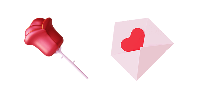 Red Rose & Love Letter 3D Cursor