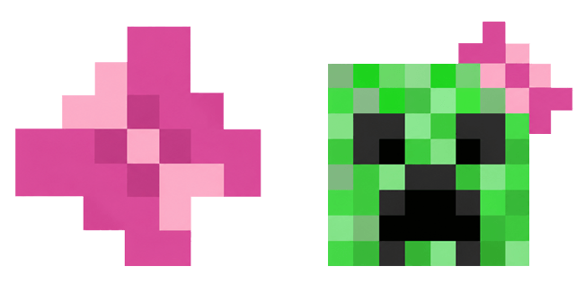 Minecraft Pink Bow & Cute Creeper Cursor