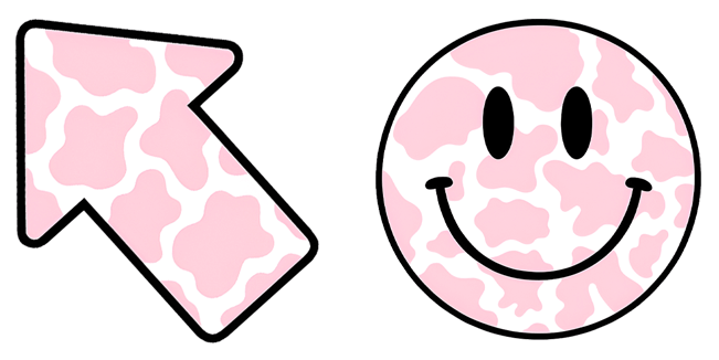 Preppy Cow Pattern Arrow & Smiley Face Cursor