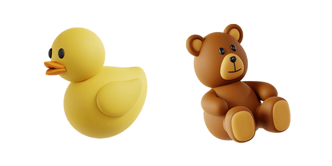 Baby Duck & Teddy Bear 3D Cursor