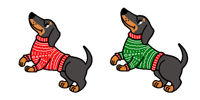 Dachshund In Christmas Sweater Animated Cursor
