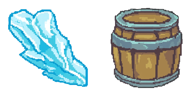 Pixel Ice Chunk & Wood Barrel Cursor