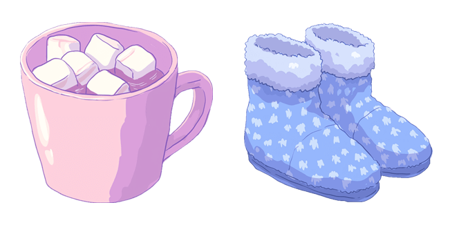 Winter Aesthetic Hot Cocoa & Fuzzy Slippers Cursor