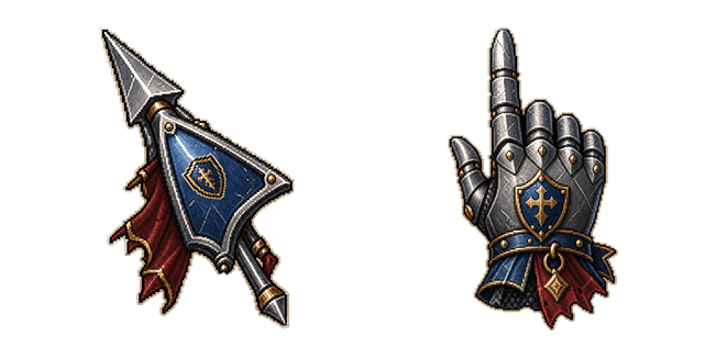 Knight Shield-Spear & Gauntlet Pixel Cursor