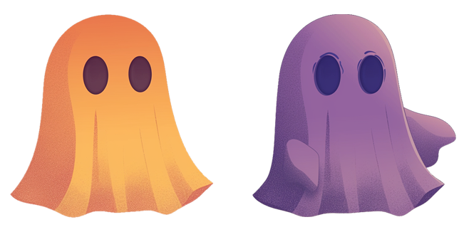 Cute Orange & Purple Ghost Cursor