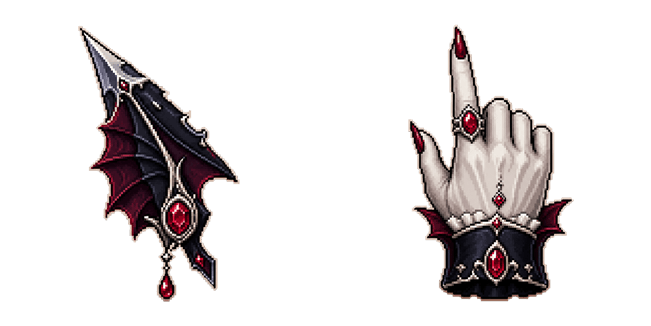 Vampire Wing & Hand Pixel Cursor