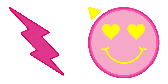 Preppy Aesthetic Pink Smiley Face & Lightning Animated Cursor