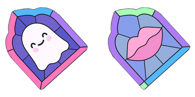 Halloween Stained Glass Ghost & Lips Cursor