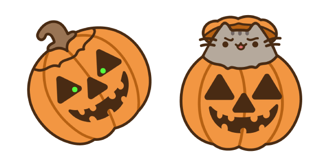 Halloween Pusheen & Jack O'Lantern Cursor