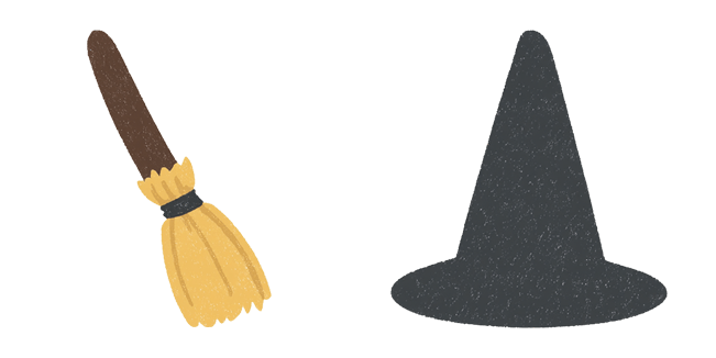 Doodle Witch Broom & Hat Cursor
