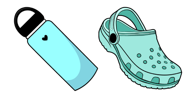 VSCO Girl Water Bottle & Crocs Cursor