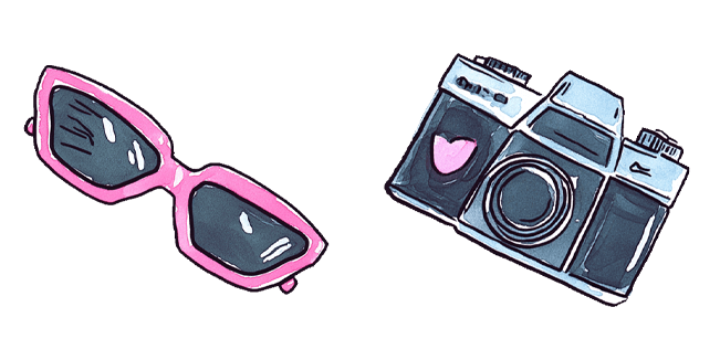 Pink Sunglasses & Vintage Camera Cursor