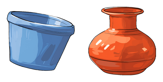 Blue Bucket & Orange Clay Pot Cursor