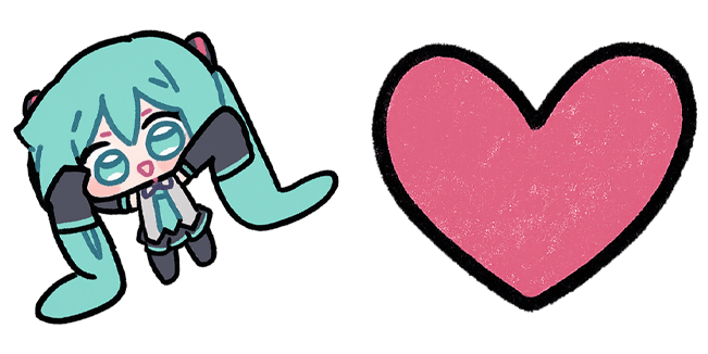 Kawaii Hatsune Miku & Heart Cursor