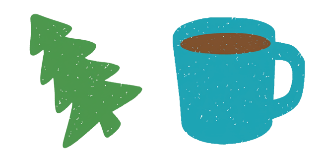 Cozy Forest Pine Tree & Coffee Mug Cursor