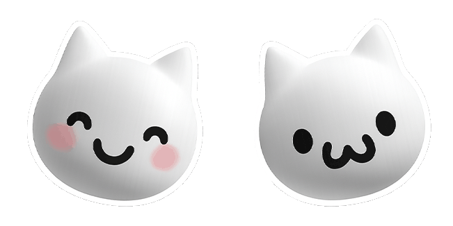 Kawaii White Cat Head Animated Cursor
