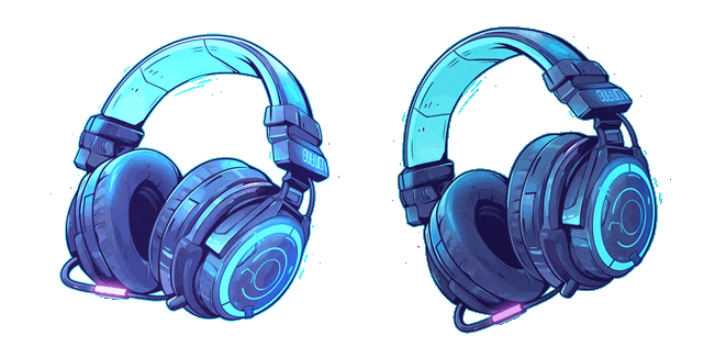 Blue Neon Headphones Animated Cursor