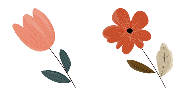 Minimalist Coral Tulip & Rust Daisy Cursor