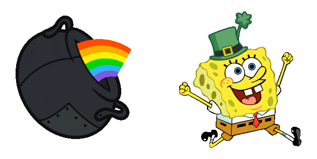 Spongebob St. Patrick's Day Leprechaun & Cauldron Animated Cursor