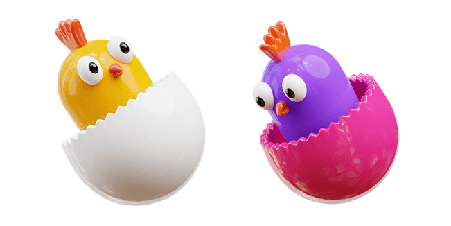 Yellow Baby Chick & Purple Baby Chick 3D Cursor