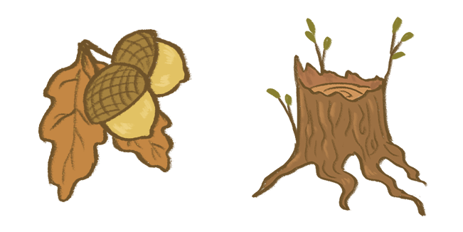 Fairycore Aesthetic Acorns & Stump Cursor