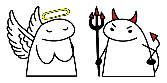 Flork of Cows Angel & Devil Meme Cursor
