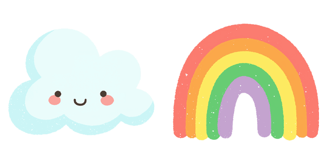 Kawaii Smiling Cloud & Pastel Rainbow Cursor