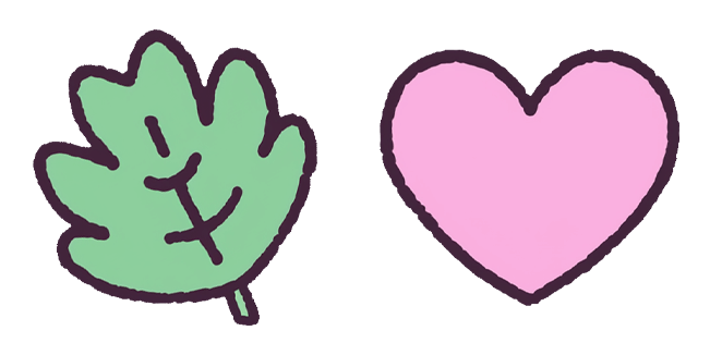 Cute Leaf & Pink Heart Cursor