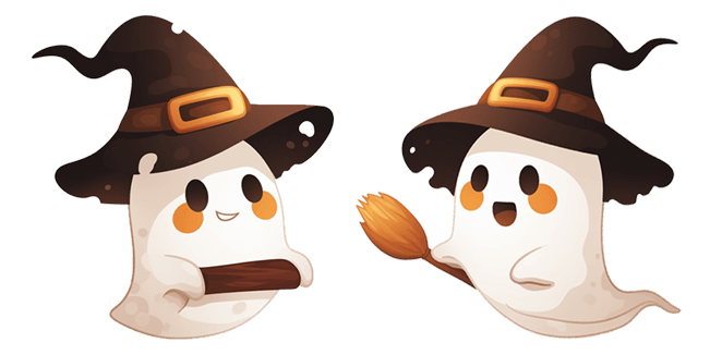Cute Ghost in Witch Hat Cursor
