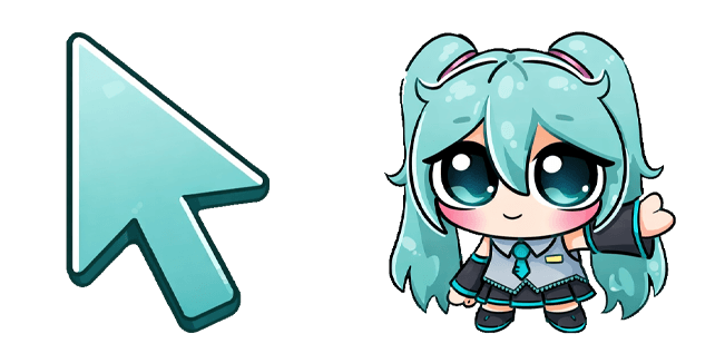 Chibi Hatsune Miku & Teal Arrow Cursor