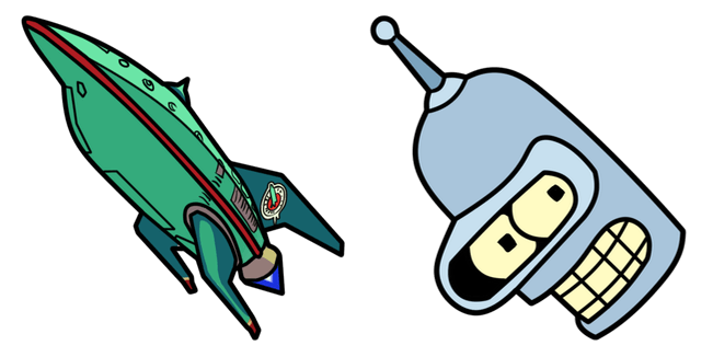Futurama Bender & Planet Express Ship Cursor