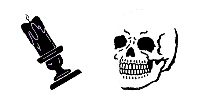 Spooky Dark Candle & White Skull Cursor