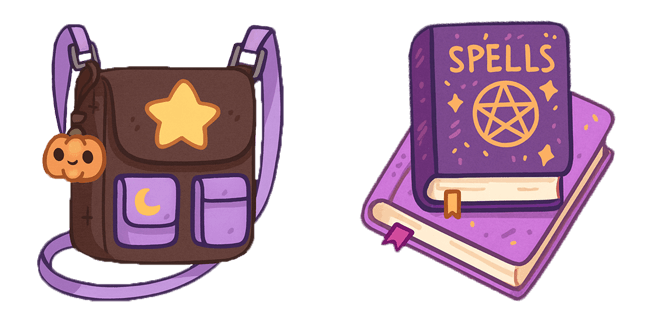 Halloween Witch Backpack & Spells Book Cursor