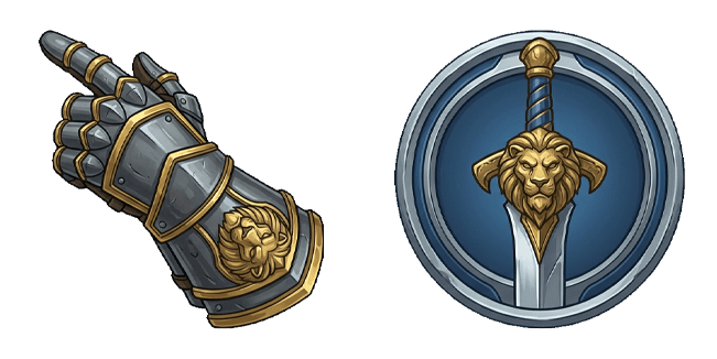 World of Warcraft Alliance Gauntlet Hand & Lion Sword Emblem Cursor