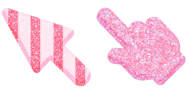 Pink Glitter Candy Cane Arrow & Hand Cursor