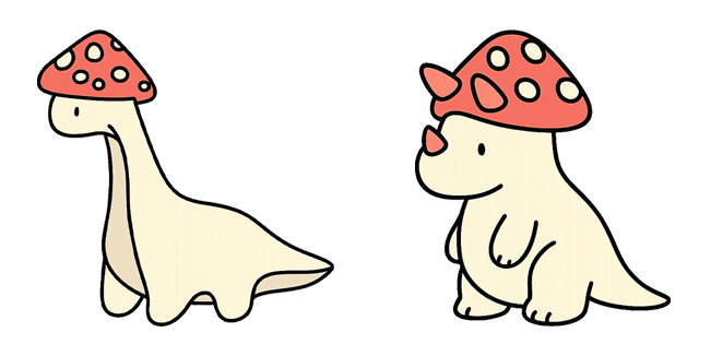 Cute Dinosaur in Mushroom Hat Cursor