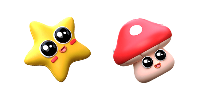 Cute Star & Cute Mushroom 3D Cursor