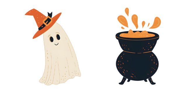 Halloween Happy Ghost & Cauldron Cursor