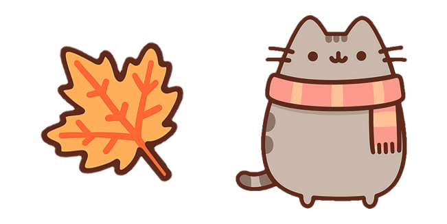 Fall Pusheen the Cat & Leaf Cursor