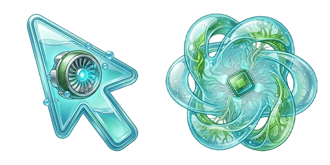 Frutiger Aero Turbine Arrow & Digital Flower Cursor