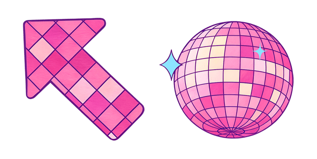 Pink Aesthetic Arrow & Disco Ball Cursor