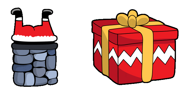 Christmas Santa Stuck in the Chimney & Gift Animated Cursor