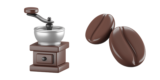 Manual Grinder & Coffee Beans 3D Cursor